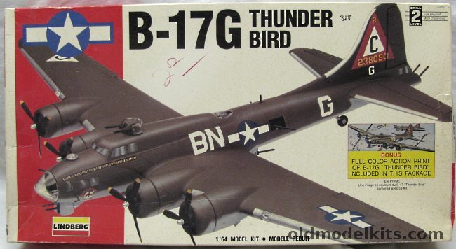 Lindberg 1/64 Boeing B-17G Flying Fortress 'Thunder Bird', 75309 plastic model kit
